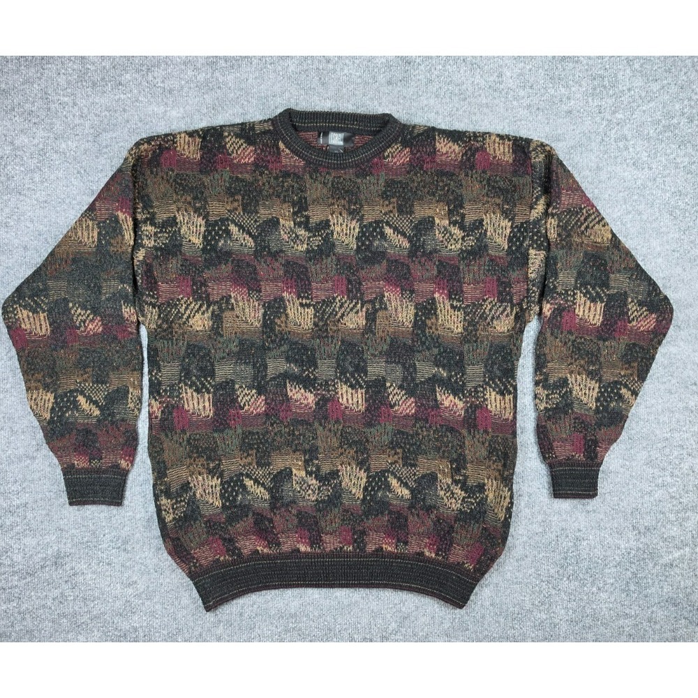 NEW Vintage 1999 TSR Sweater Men's XXL Abstract Geometric Knit Coogi Style NWT